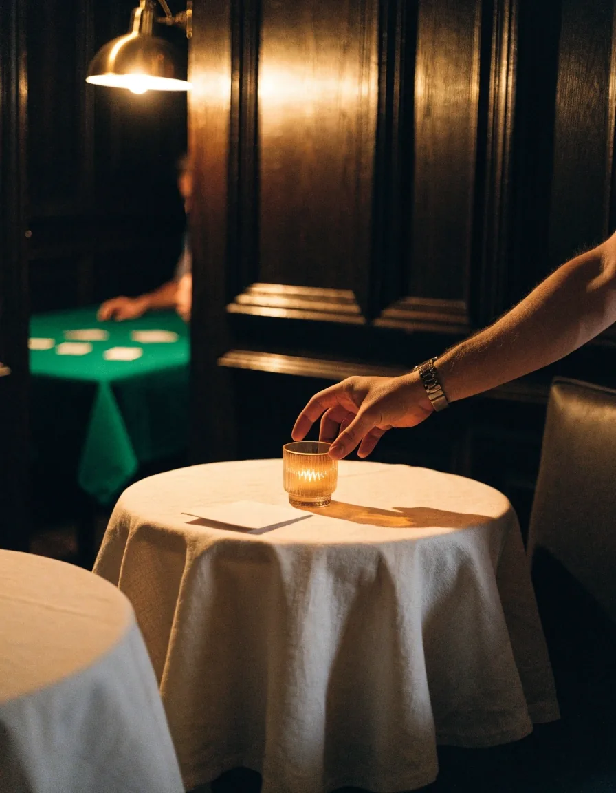 Stolik w strefie restauracyjnej Rue Valence przy zapalonej świecy